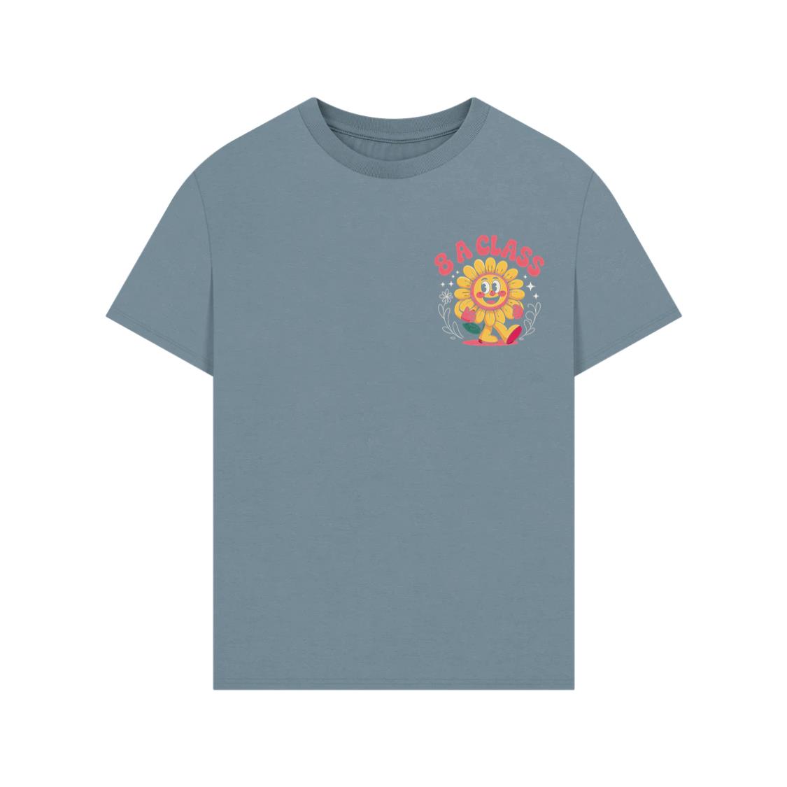 8A Class Happy Flower Groovy Artwork for Fun School Day Vibes T-Shirt - Image 2
