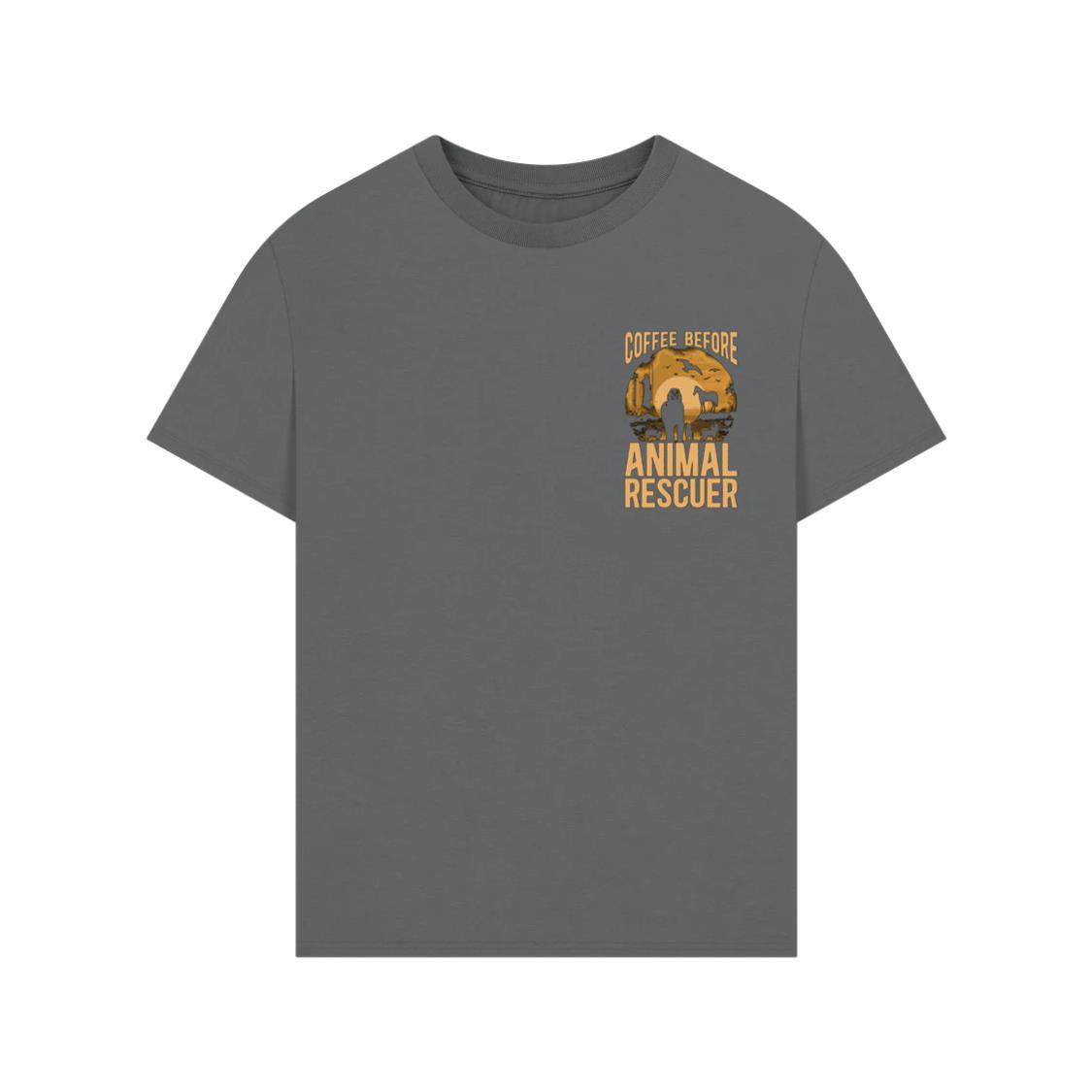 Coffee Before Animal Rescue Funny Dog Cat Lover Gift T-Shirt - Image 3