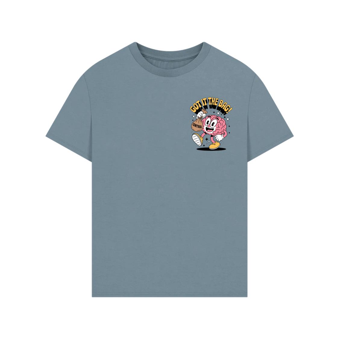 Got It In The Bag Brain Cartoon Artwork for Smart Confident Energy T-Shirt - Image 2