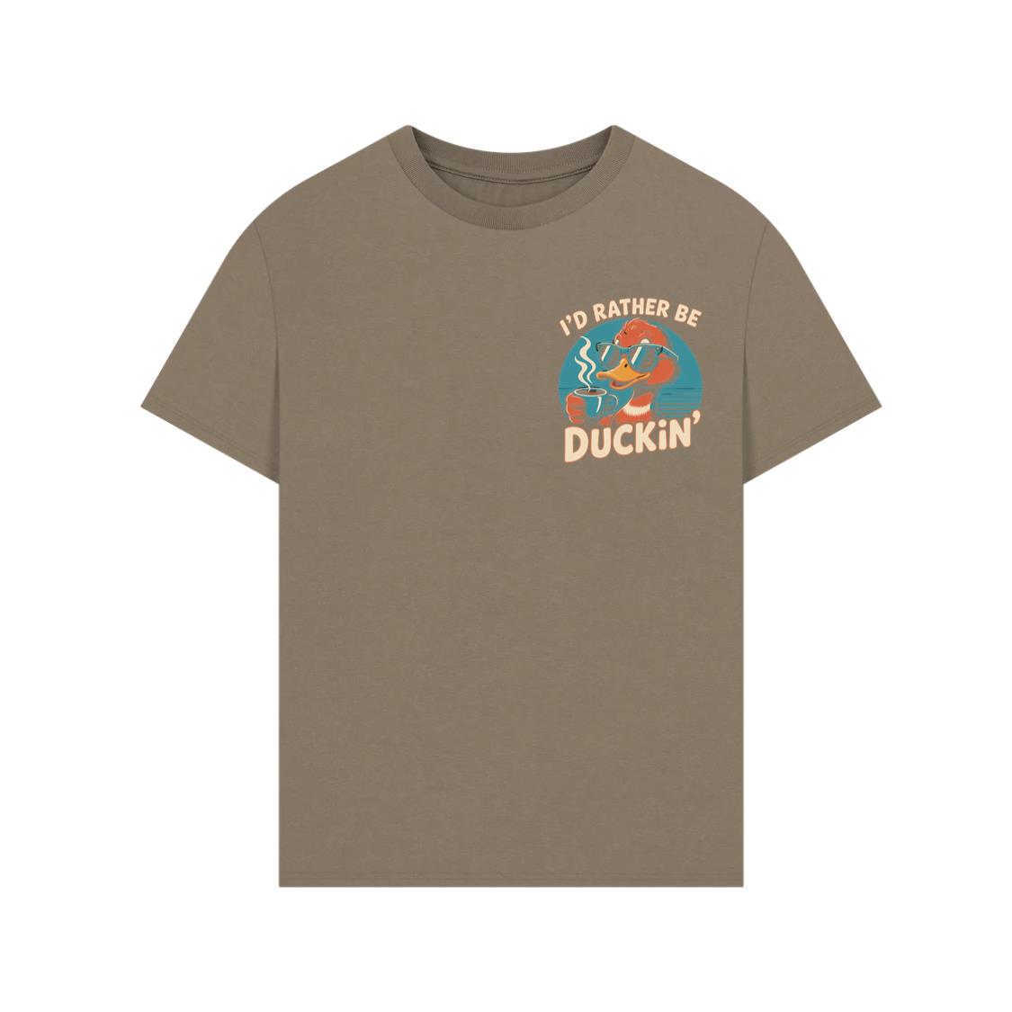 Id Rather Be Duckin Summer Cartoon Design with Cool Sunglasses T-Shirt - Image 4