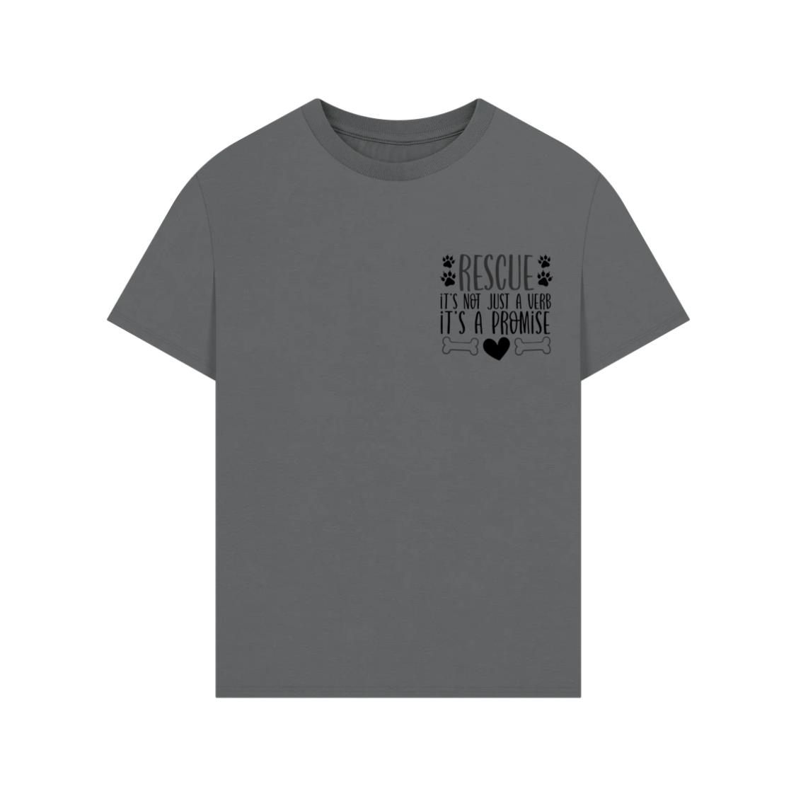 Rescue Not Just a Verb It’s a Promise Animal Adoption Quote T-Shirt - Image 3