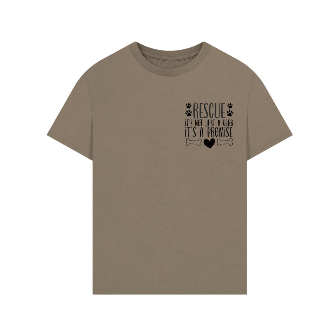 Rescue Not Just a Verb It’s a Promise Animal Adoption Quote T-Shirt - Image 4