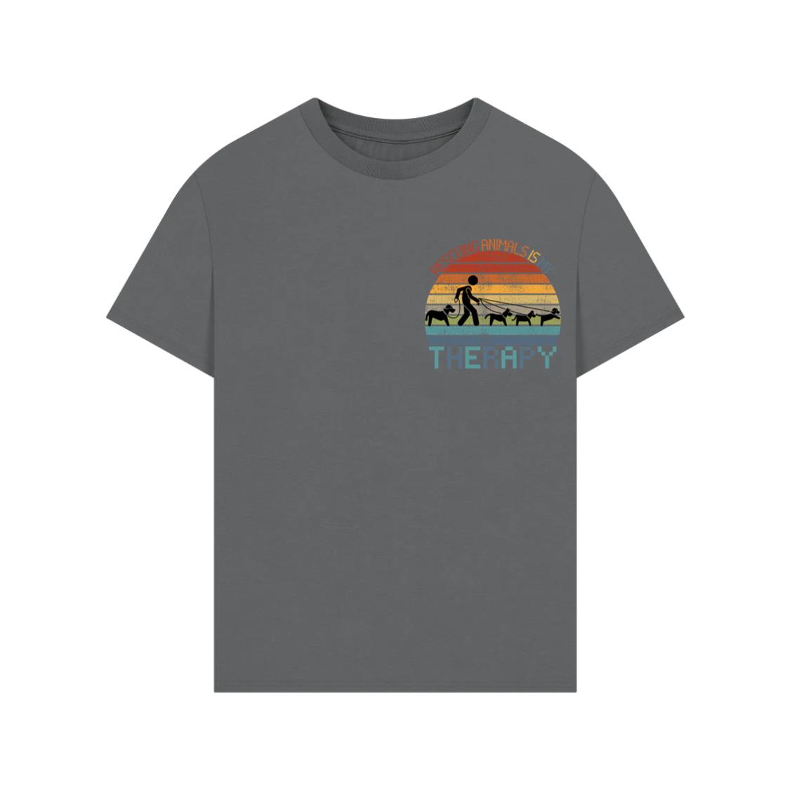 Rescuing Animals Is My Therapy Animal Control Worker Gift T-Shirt - Image 3